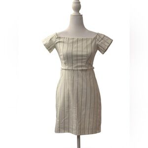 GIANNI BINI Elegant Mini/Midi Creamy White Striped Dress size S